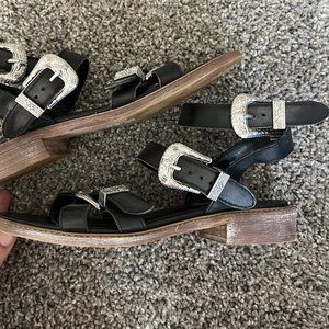 Crevo Strappy Sandals with Western Buckles